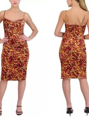 Laundry by Shelli Segal Cowl Neck Midi Slip Dress Size 16 EUC